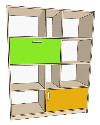 Шафа книжкова напівзакрита з нішами, ЛДСП, 1050х450х1650мм (БІГУН)